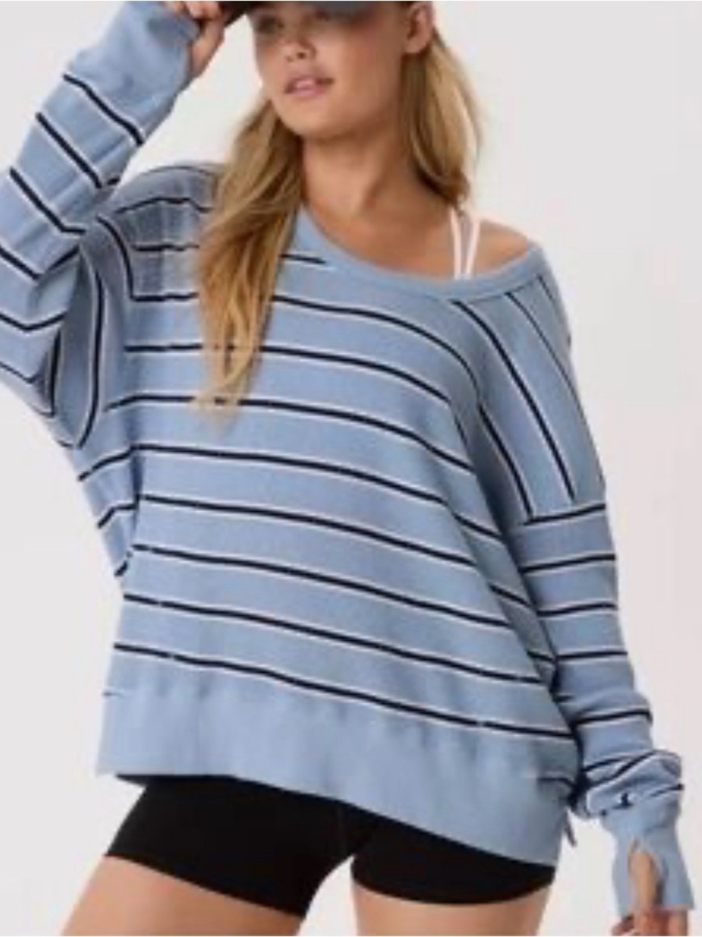 OFFLINE BY AERIE Knit Long-Sleeve Tee | Striped | S |